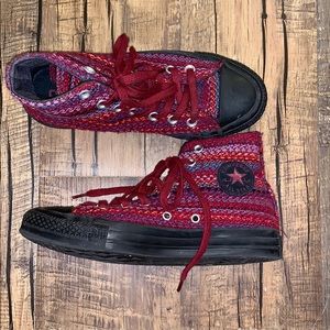 Maroon multicolored Converse High Tops